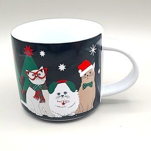 John Bartlett Holiday Mug with Cats & Dogs Decked Out in Red & Green